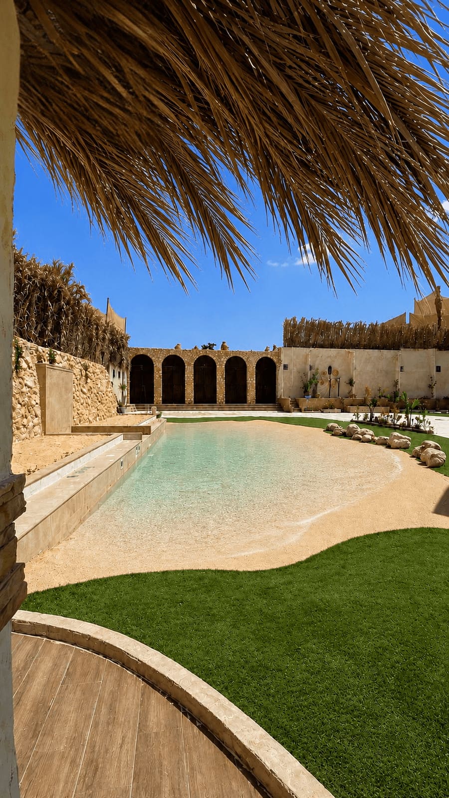 The lagoon under a palm canopy