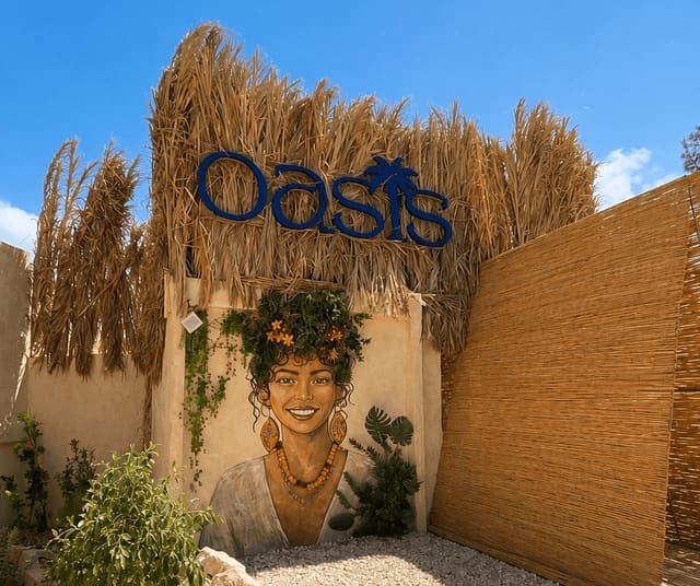 The Oasis mural at the entrance