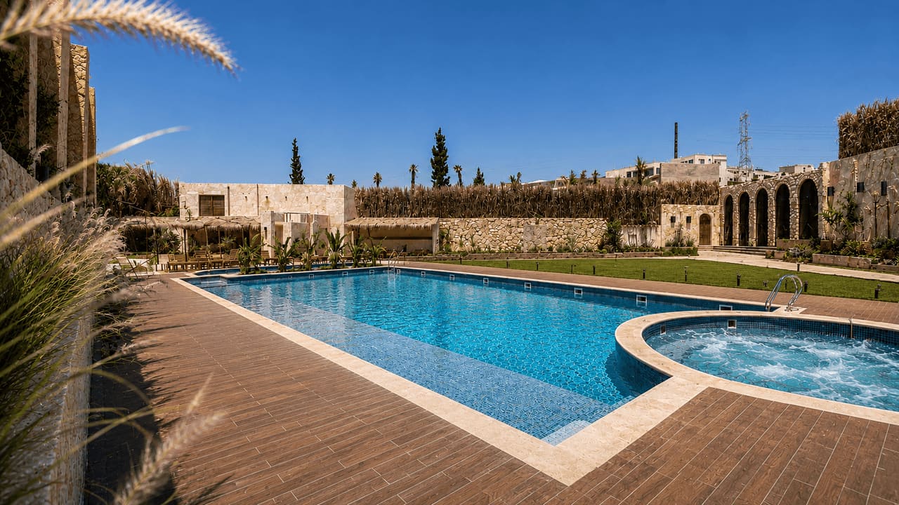 The main pool and jacuzzi